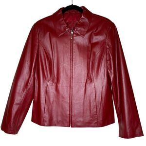 Rosleen Burgundy Leather Jacket Size M Classic, Vintage, Chic